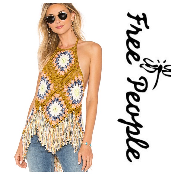 Free People Summer Of Love Crochet Knit Halter Top - Picture 8 of 9